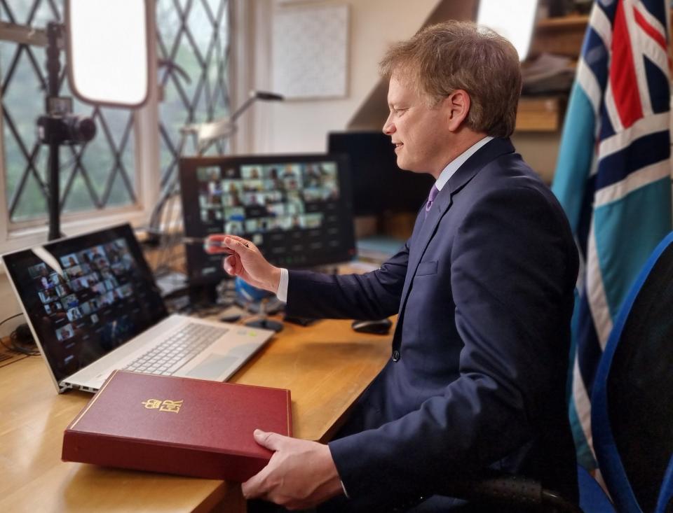 Action stations: the transport secretary, Grant Shapps, chairing a meeting of the Global Travel Taskforce (Department for Transport)