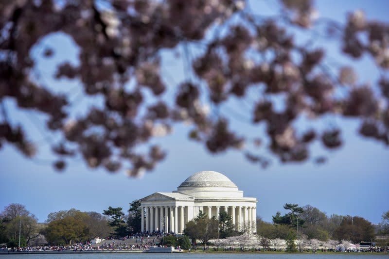 On April 13, 1943, the Jefferson Memorial was dedicated in Washington on the 200th anniversary of Thomas Jefferson's birth. Photo by Leigh Vogel/UPI