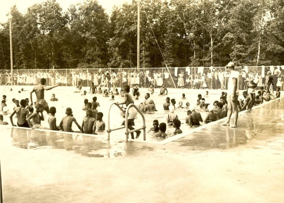 The Holly Oak Park swimming pool was a popular attraction bringing in people from all over the county and from surrounding communities.