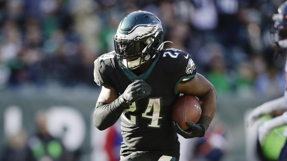 Philadelphia Eagles running back Jordan Howard in action during an NFL football game against the Chicago Bears, Sunday, Nov. 3, 2019, in Philadelphia. (AP Photo/Matt Rourke)