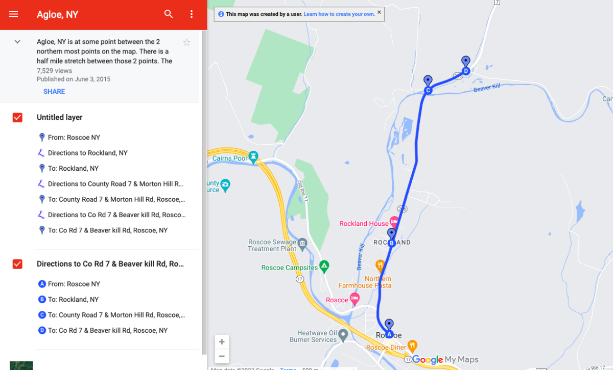 Agloe is a fictional town covered by Google Maps until it finds out it doesn’t exist