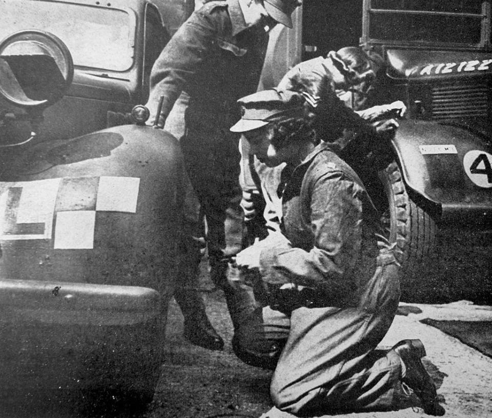 <p>Here, we can see Princess Elizabeth, the future Queen, doing technical repair work during her military service in WWII. </p>