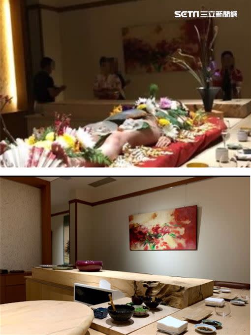 豪奢「女體盛」餐廳曝光！當日照片與餐廳內部照片比對確為台中某家知名日本料理餐廳。（圖／翻攝畫面）