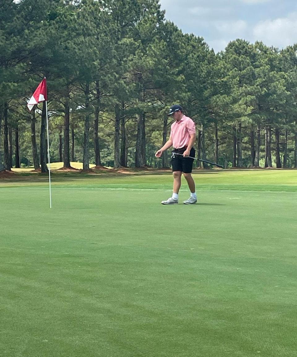 Jacksonville's Tyler Jones finished in a three-way tie for first place in the NCHSAA 3-A East Regional golf championships. 