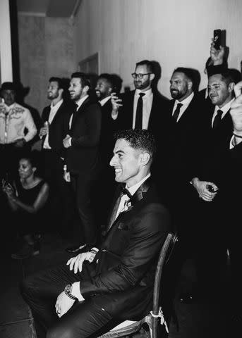 <p>Shelby Pine</p> Samuel Cerbo surprised by Darby Cerbo with the dance at their wedding