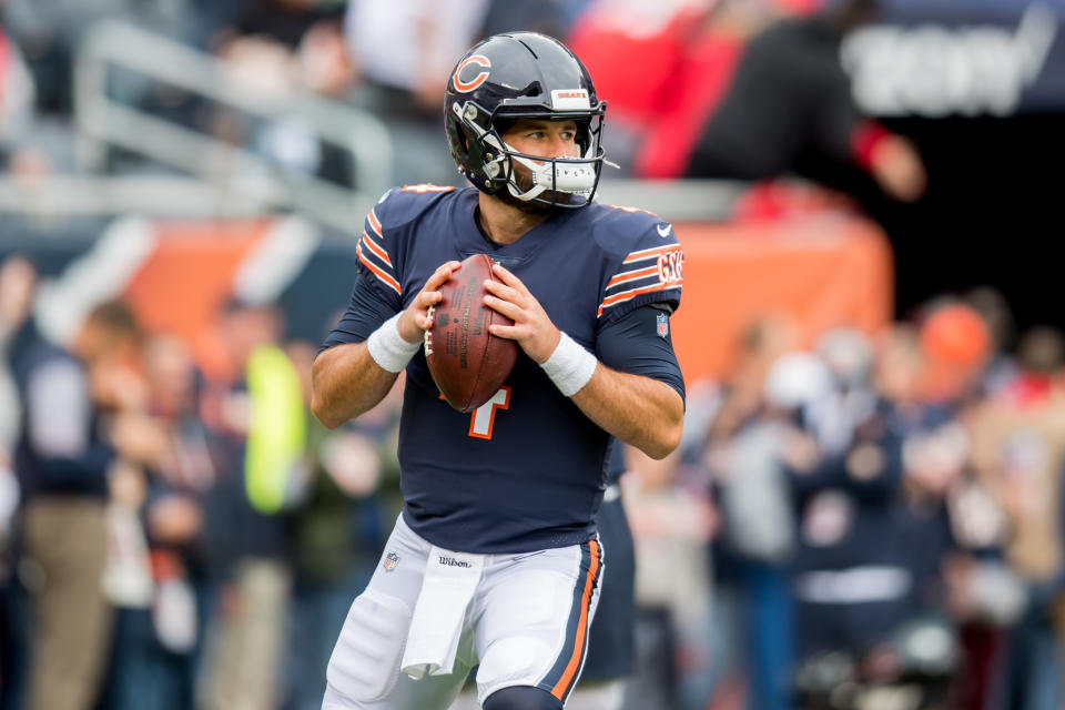 Chicago Bears backup quarterback Chase Daniel will get the start on Thursday over the injured Mitch Trubisky. (Photo by Patrick Gorski/Icon Sportswire via Getty Images)