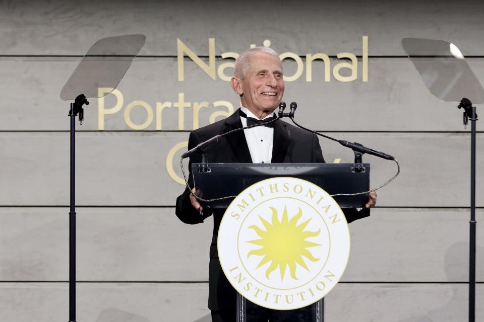 Dr. Anthony Fauci speaks during the Portrait of a Nation gala on Nov. 12, 2022, in Washington.