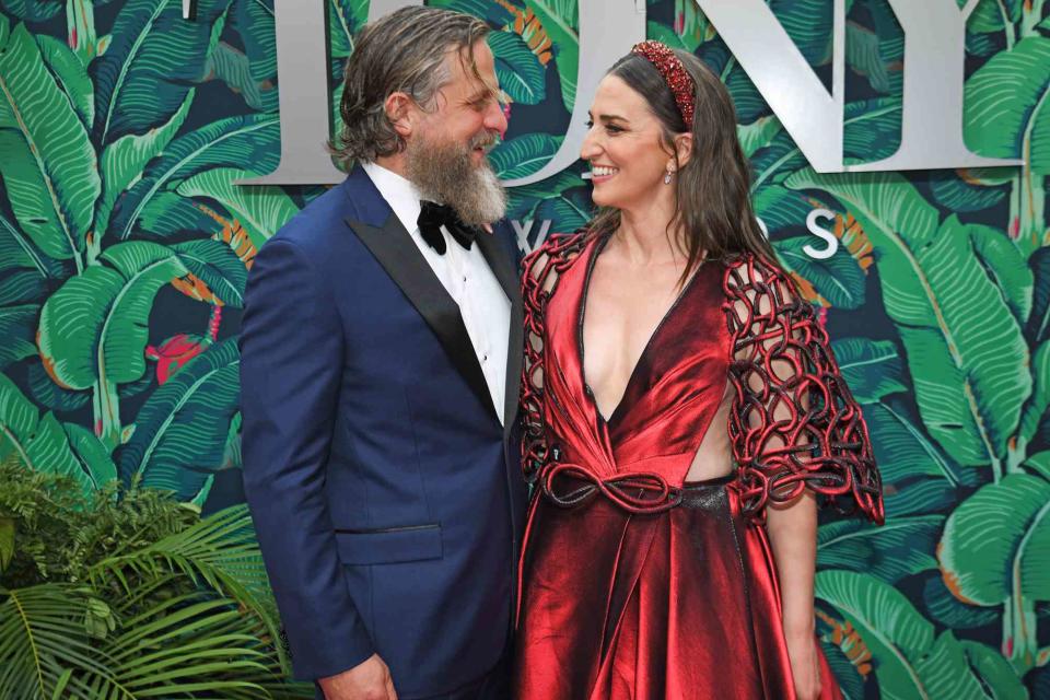 <p>Aurora Rose/Variety via Getty</p> Joe Tippett and fiancée Sara Bareilles at the 2023 Tony Awards