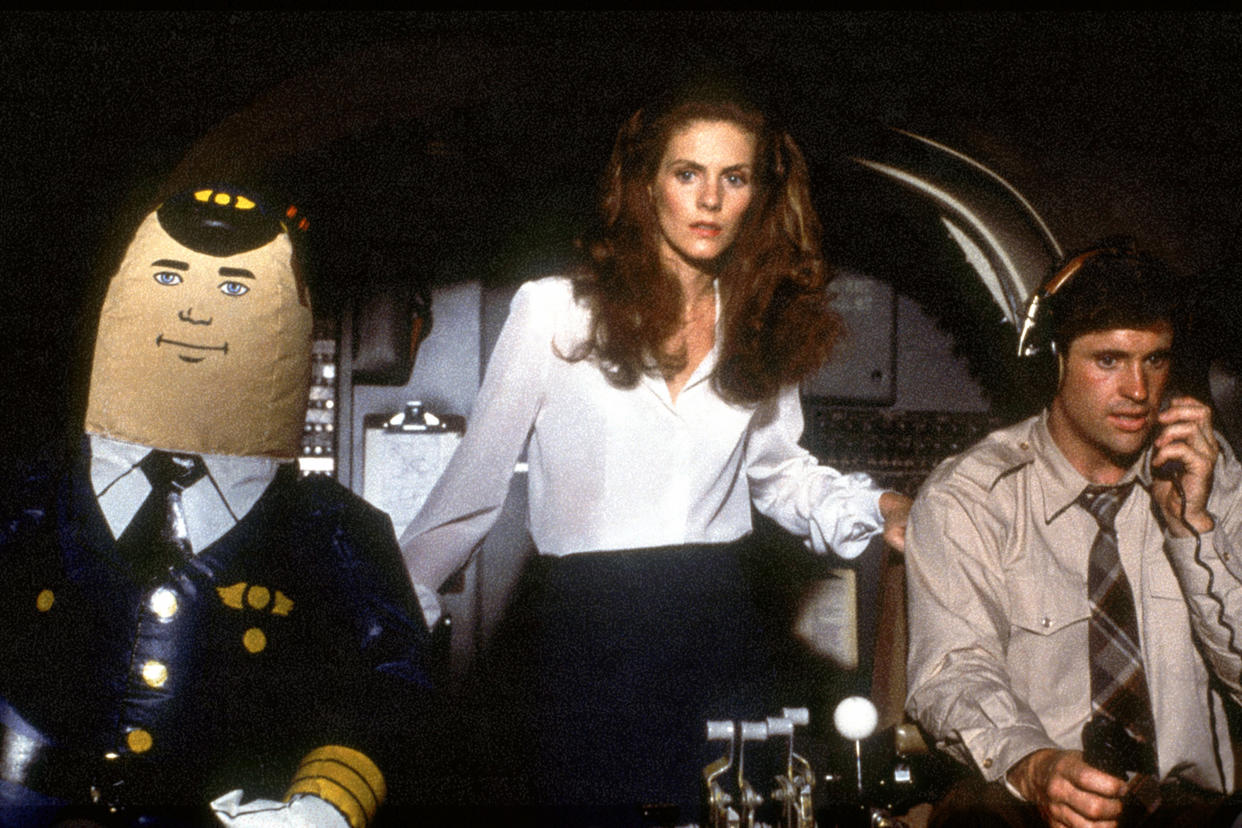 Otto, Julie Hagerty and Robert Hays in the 1980 comedy classic, Airplane! (Courtesy Everett Collection)