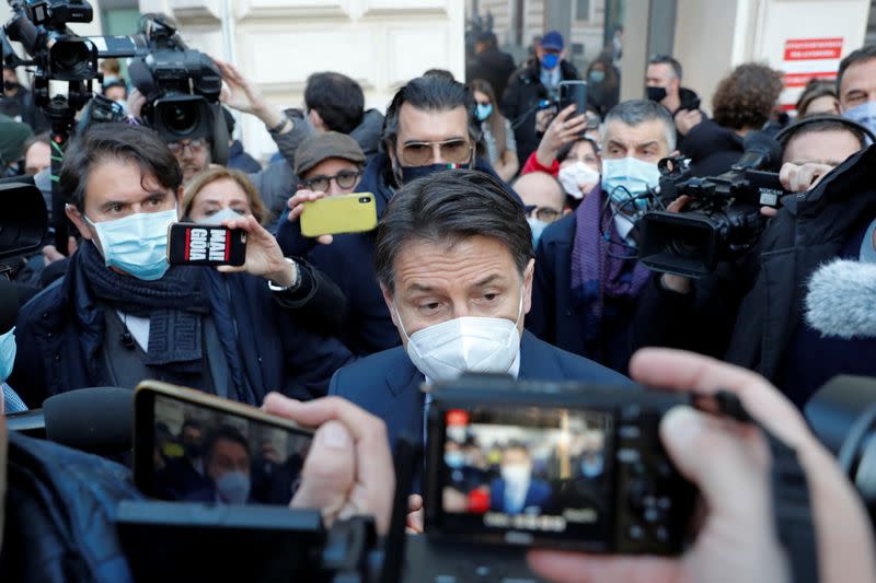 Italian Prime Minister Giuseppe Conte arrives to the Prime Minister's Office in Rome