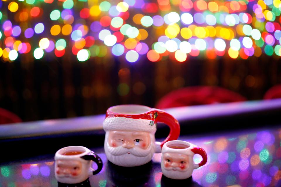 Christmas themed cocktails from left to right, Naughty Shot, Hot Buttered Rum and Nice shot at Ponyboy.