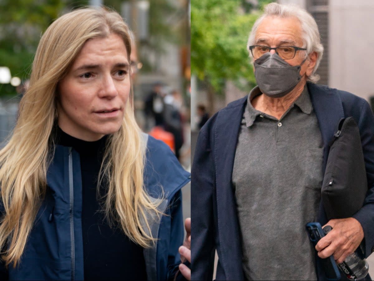 Graham Chase Robinson (left) and Robert de Niro (right) are pictured each departing federal court on 30 October 30, 2023 in New York City (David Dee Delgado/Getty Images)