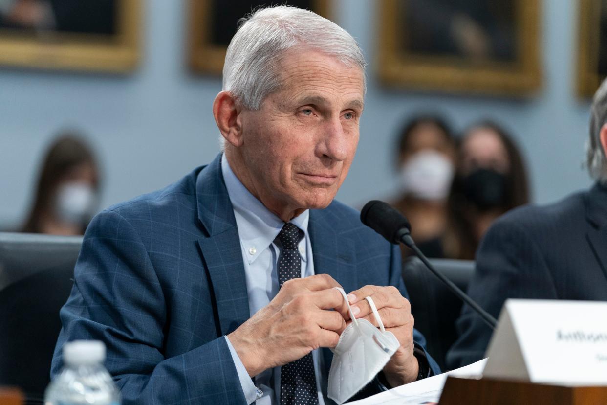 Dr. Anthony Fauci, director of the National Institute of Allergy and Infectious Diseases, testifies on Capitol Hill on May 11, 2022 in Washington. 