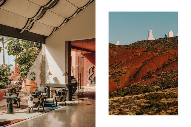 <p>Salva López</p> From left: The lobby of The Ritz-Carlton Tenerife, Abama; a world-class observatory sits on the slope of Pico de Teide