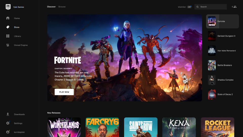 A screenshot of the Epic Games Store