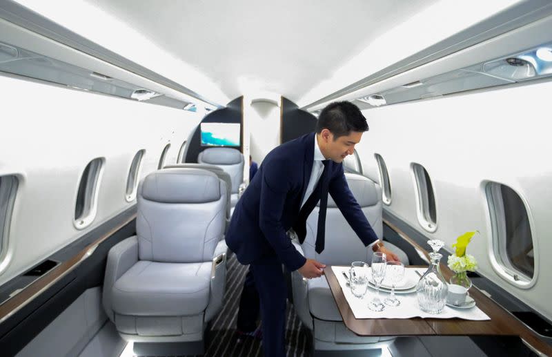 FILE PHOTO: Bombardier unveils a mockup of its new Challenger 3500 business jet in Montreal