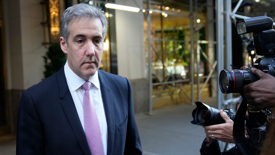 Michael Cohen leaves his apartment building on his way to Manhattan criminal court in New York on May 20, 2024.