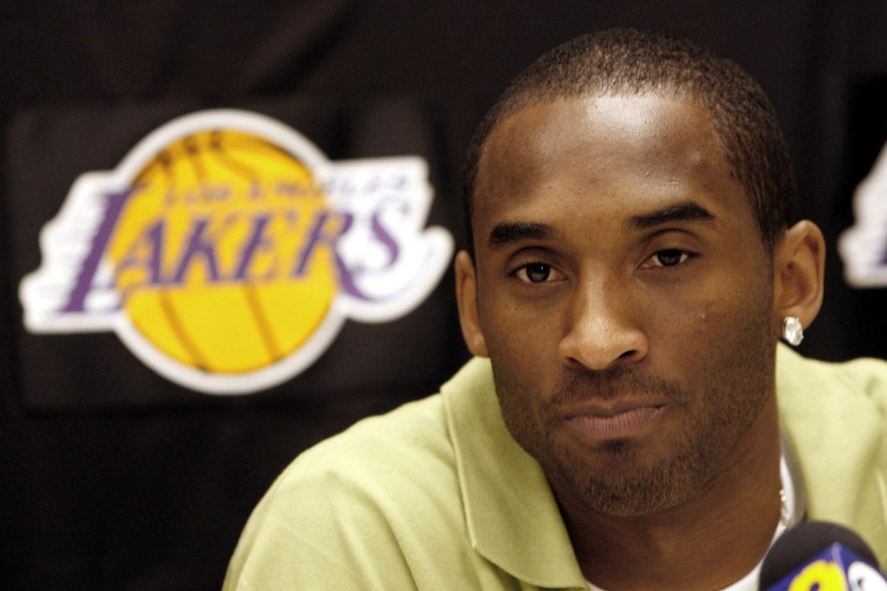 Los Angeles Lakers' Kobe Bryant speaks during a news conference Monday, May 8, 2006, in El Segundo, Calif. The Lakers lost a playoff series after holding a 3-1 lead for the first time, and the Suns became just the eighth NBA team to rally from such a deficit.