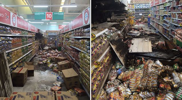 Thai stores were rocked by the blasts. Pictures: Twitter/Richard Burrow