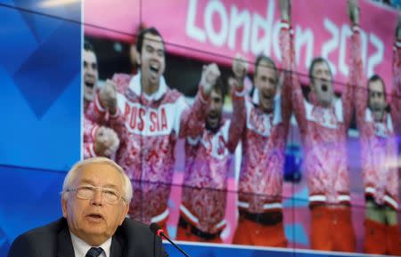 Vladimir Lukin, president of the Russian Paralympic Committee, speaks during a news conference after Russia was barred on August 7, 2016 from taking part in next month's Rio Paralympics, in Moscow, Russia, August 8, 2016. REUTERS/Maxim Zmeyev