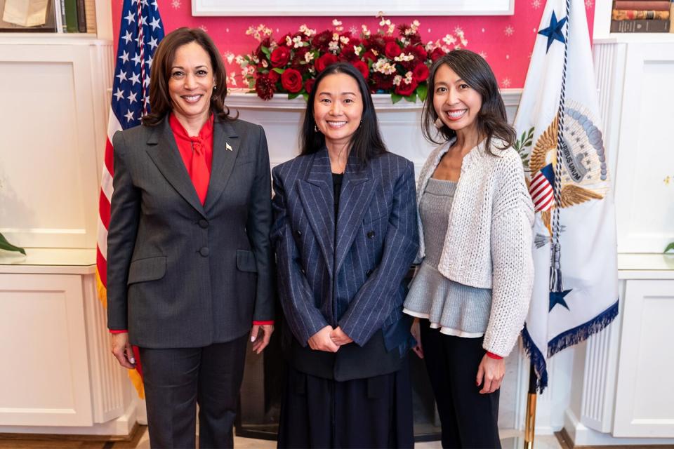 Vice President Kamala Harris, actress Hong Chau and at Lunar New Year event at VP's home.