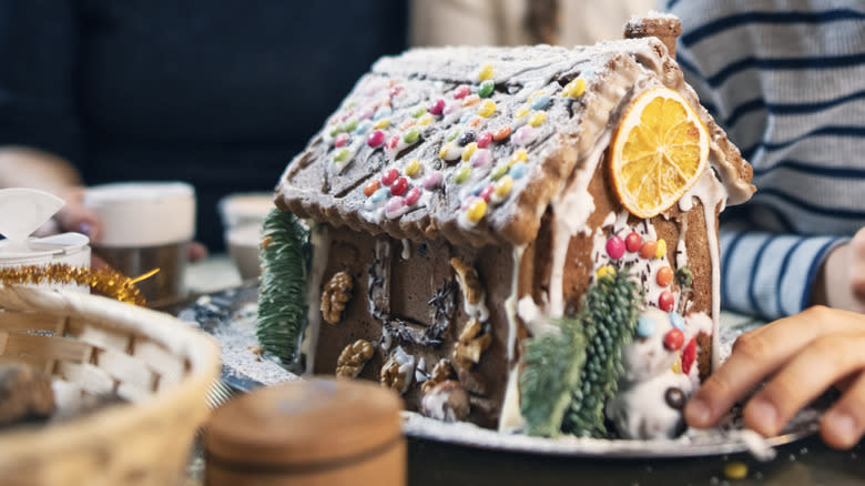 decorated gingerbread house