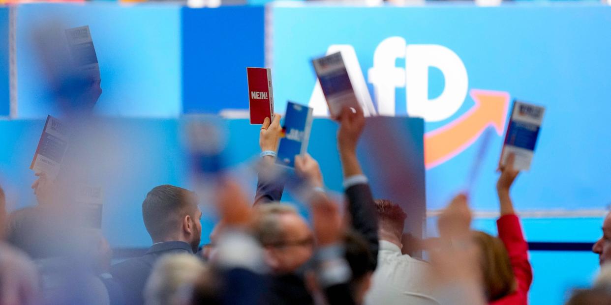 AfD-Parteitag in Essen: Voller Genugtuung berichtete die Parteispitze über die Ergebnisse der Europawahl<span class="copyright">IMAGO/DeFodi</span>