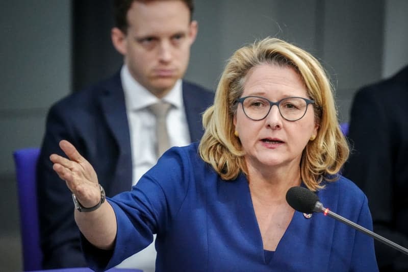 German Minister for Economic Cooperation and Development Svenja Schulze, speaks during German government questioning session in the Bundestag. Kay Nietfeld/dpa