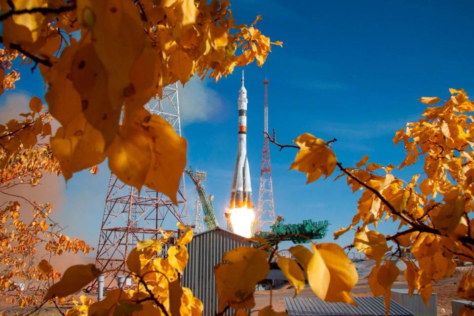 Soyuz spacecraft launching on Wednesday (AFP via Getty Images)