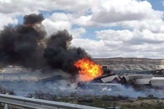 A major interstate remained closed Saturday and dozens of properties were under evacuation orders after a freight train derailment in New Mexico, near the state line with Arizona. Photo courtesy of Arizona Corporation Commission
