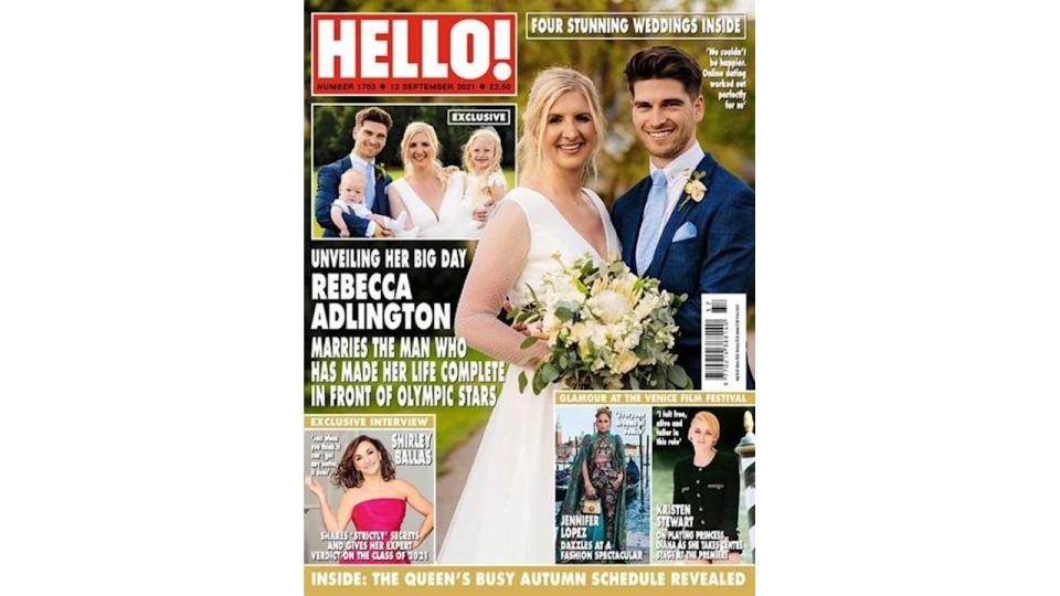 Rebecca Adlington and Andy Parsons wedding cover HELLO magazine