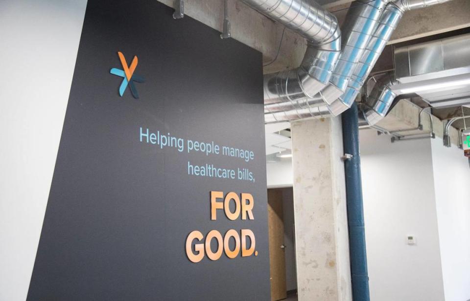 VisitPay’s motto is pictured on a wall in their Boise office. Company CEO Kent Ivanoff said if the company was to be sold, the buyer would have to share the same values.