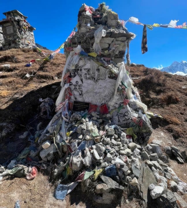 Scott Fischer’s memorial on a 16,000″ crest with other individual memorials dedicated to climbers who have died on Mount Everest. Walnut Creek Councilmember, Kevin Wilk, took a recent trip to the Mount Everest South Base Camp at 17,598″ in Nepal left on Oct. 26 and returned on Nov. 18, 2023 with the ascent taking nine days and decent five days. He was on the mountain for a total of 15 days. (Kevin Wilk via Bay City News)