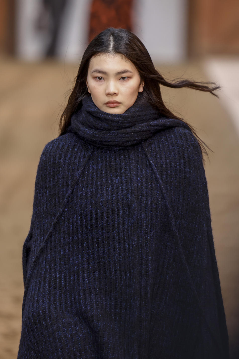 A model wears a creation as part of the Stella McCartney Fall/Winter 2023-2024 ready-to-wear collection presented Monday, March 6, 2023 in Paris. (Vianney Le Caer/Invision/AP)