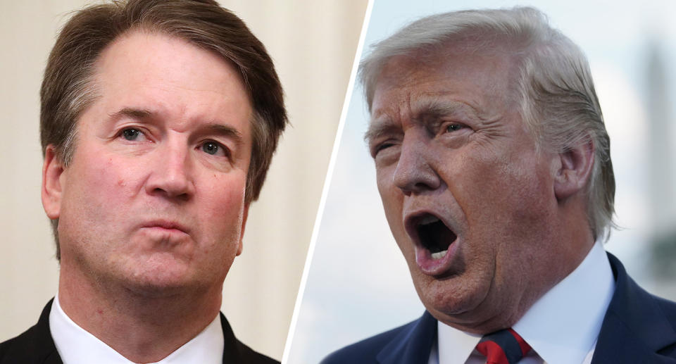 U.S. Supreme Court Associate Justice Brett Kavanaugh and President Trump. (Photos: Chip Somodevilla/Getty Images, Alex Wong/Getty Images)