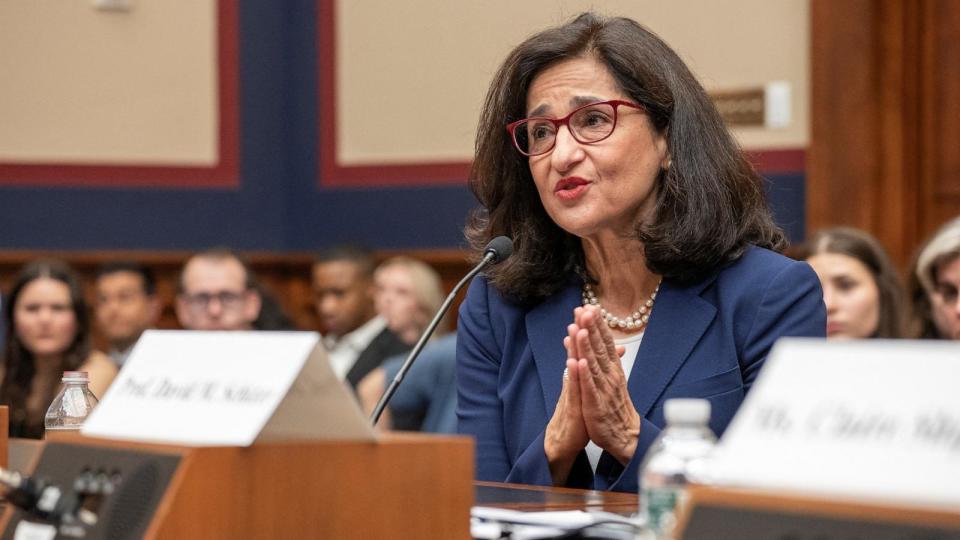 PHOTO: President of Columbia University Nemat 'Minouche' Shafik testifies before the House Committee on Education and the Workforce hearing on 'Columbia in Crisis: Columbia University's Response to Antisemitism' in Washington, Apr. 17, 2024. (Ken Cedeno/Reuters)