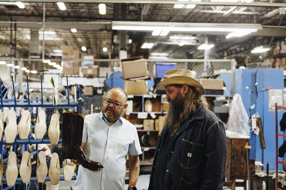 Chris Stapleton at Lucchese's Texas factory.