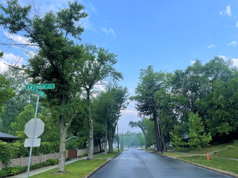 A photo looking west from the intersection of Lawrence and St. Vincent Streets on Thursday, June 29, 2023, in South Bend's Harter Heights neighborhood.