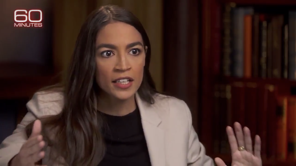 Alexandria Ocasio-Cortez (Screengrab courtesy CBS News, “60 Minutes.”)