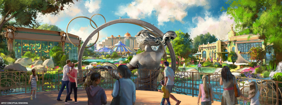 Rendering of people walking through Celestial Park