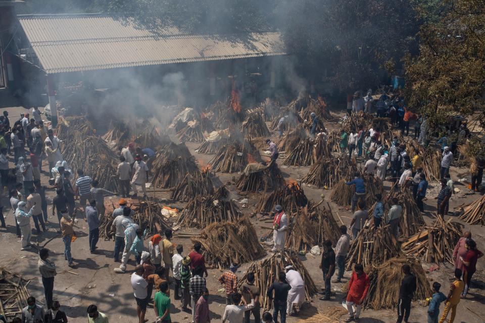 Funeral pyres in India.