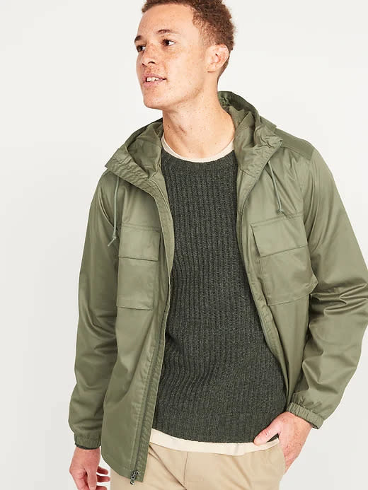 Hooded Twill Utility Zip Jacket. Image via Old Navy.