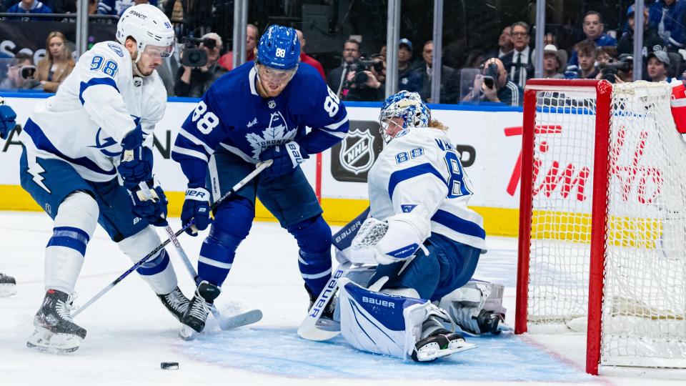 Andrey Vasilevskiy shut the door on the Maple Leafs to keep the Lightning alive, sending the series to a Game 6 in Tampa Bay. (Getty Images)