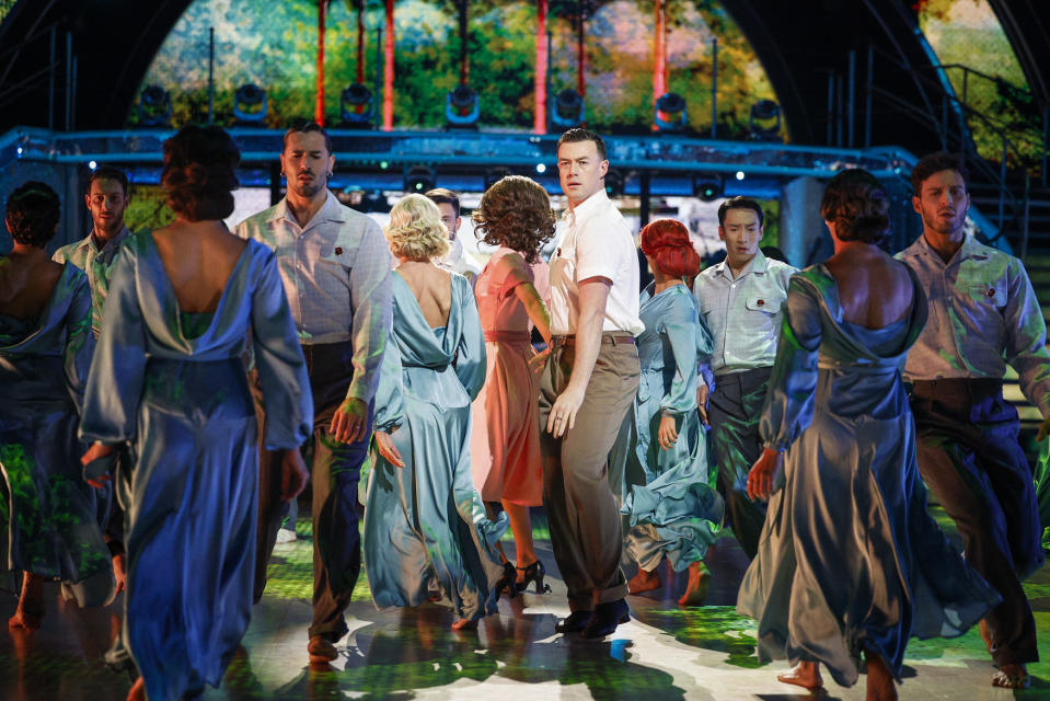 The Strictly Come Dancing professional dancers performed a routine to honour Remembrance Sunday. (BBC)