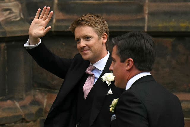 <p>OLI SCARFF/AFP via Getty</p> Britain's Hugh Grosvenor, Duke of Westminster (L), arrives for his wedding at Chester Cathedral in Chester, northern England on June 7, 2024.