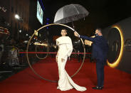 Zendaya poses for photographers upon arrival at the premiere of the film 'Dune' on Monday, Oct. 18, 2021 in London. (Photo by Joel C Ryan/Invision/AP)