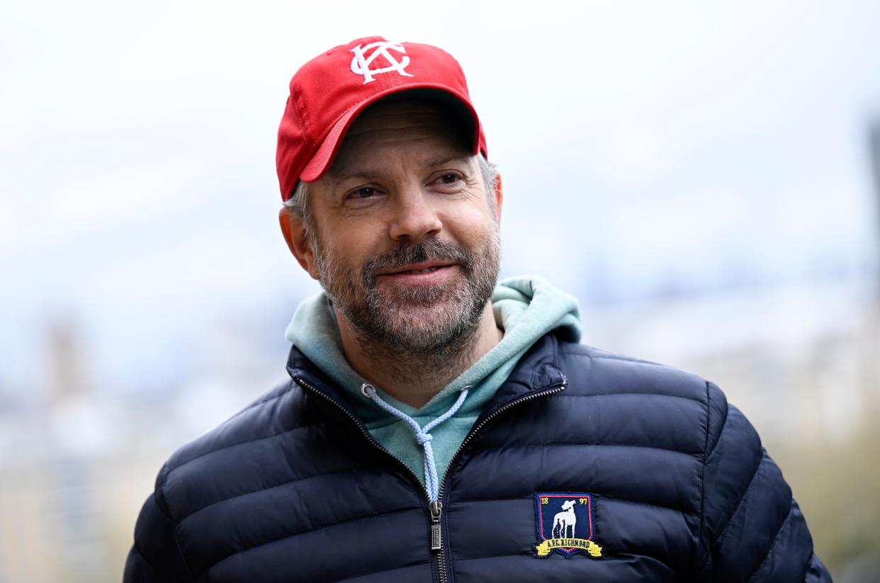 Jason Sudeikis during the photocall for Ted Lasso Season 3 at Battersea Power Station on 28  April 2023 in London, England (Gareth Cattermole/Getty Images)
