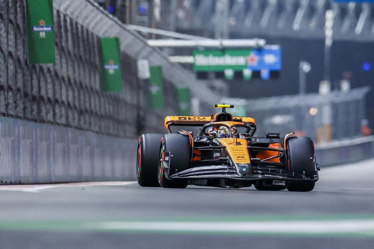 Lando Norris in action during the Las Vegas Grand Prix (EPA)