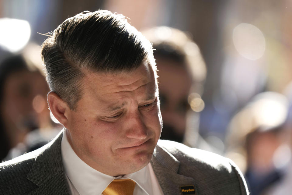 Iowa offensive coordinator Brian Ferentz arrives at Kinnick Stadium before an NCAA college football game against Illinois, Saturday, Nov. 18, 2023, in Iowa City, Iowa. Iowa interim athletics director Beth Goetz announced in late October that Ferentz would not return next season as the Hawkeyes' offensive coordinator. (AP Photo/Charlie Neibergall)