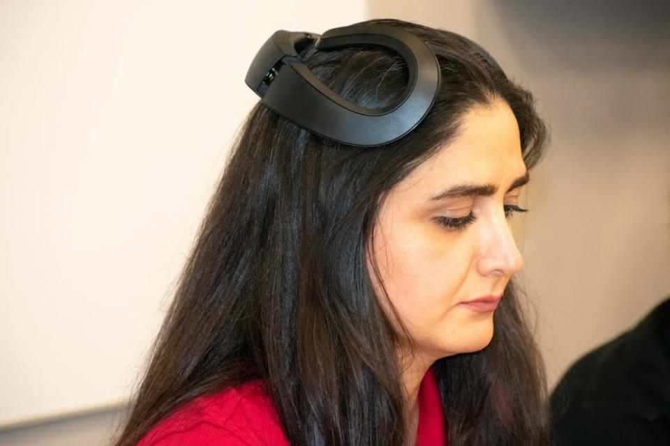 <div class="inline-image__caption"><p>Brain-Drone racers wear electroencephalography (EEG) headsets, which detect electrical activity in the brain and sends it to the drone. </p></div> <div class="inline-image__credit">University of Alabama</div>